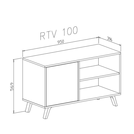 Mesa de TV Wind 100 Cinzento antracite - Puccini 95 x 56,9 x 39,6 cm