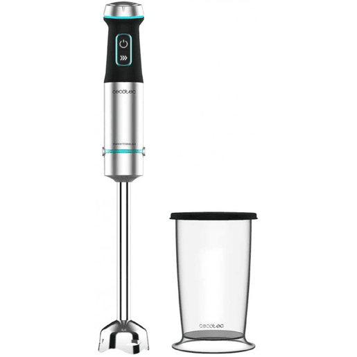 Cecotec Varinha mágica de 1200 W, tecnologia CrossBlades com lâminas de 4 folhas, revestimento de titânio preto, pé XL extra comprido, proteção anti salpicos e seletor de velocidade com função Turbo. Inclui copo de 800 ml com tampa.