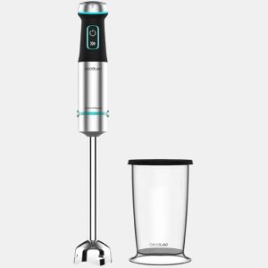 Cecotec Varinha mágica de 1200 W, tecnologia CrossBlades com lâminas de 4 folhas, revestimento de titânio preto, pé XL extra comprido, proteção anti salpicos e seletor de velocidade com função Turbo. Inclui copo de 800 ml com tampa.
