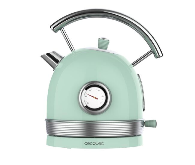 Cecotec hervidor de agua eléctrico thermosense 420 light green. 1,8 litros de capacidad, 2200 w, medidor de temperatura