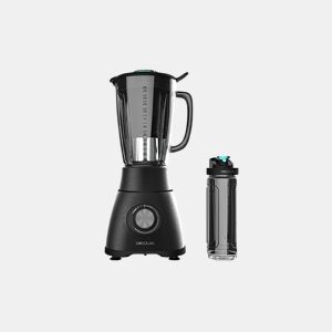 Cecotec Liquidificador americano de copo de 2500 W com lâmina de 6 folhas com revestimento de titânio preto, jarro termorresistente de 1,8 l e garrafa portátil.