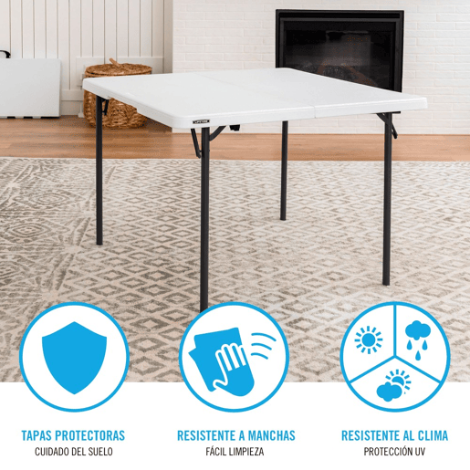 Mesa cuadrada plegable blanco 94x94x74 cm LIFETIME