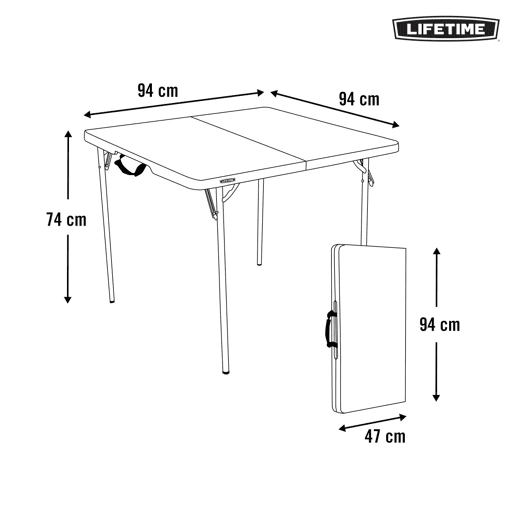 Mesa cuadrada plegable blanco 94x94x74 cm LIFETIME