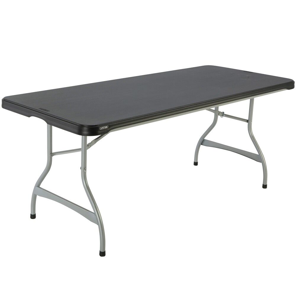 Mesa rectangular patas plegables negro LIFETIME 182 x 76 x 73,5 cm