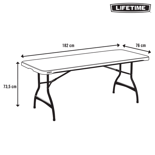 Mesa rectangular patas plegables negro LIFETIME 182 x 76 x 73,5 cm