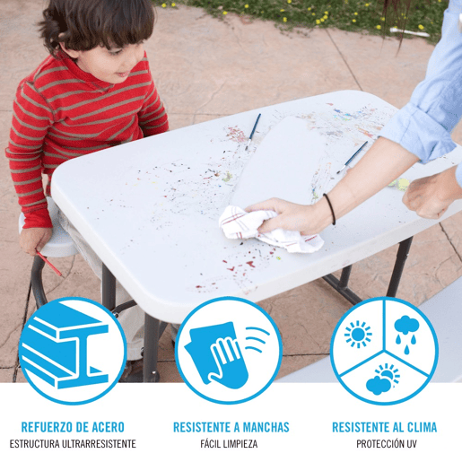 Mesa plegable picnic ultrarresistente infantil LIFETIME 82,5 x 90 x 53,5 cm UV100