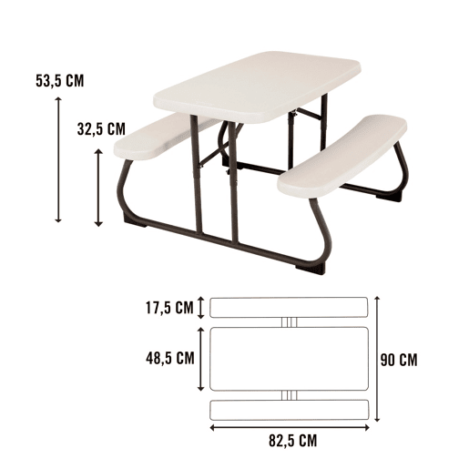 Mesa plegable picnic ultrarresistente infantil LIFETIME 82,5 x 90 x 53,5 cm UV100