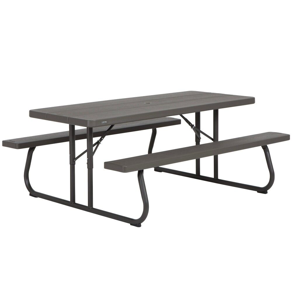 Mesa con bancos plegable ultrarresistente marrón lifetime 183x76x74 cm uv100