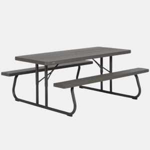 Mesa con bancos plegable ultrarresistente marrón LIFETIME 183x76x74 cm UV100