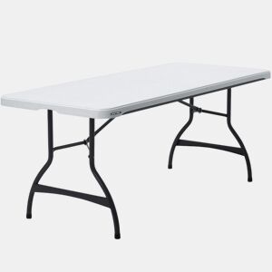 Mesa rectangular patas plegables blanco efecto granito LIFETIME 182 x 76 x 73,5 cm
