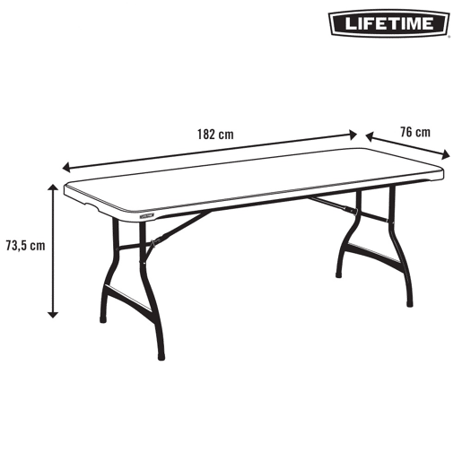 Mesa rectangular patas plegables blanco efecto granito LIFETIME 182 x 76 x 73,5 cm Mesa rectangular patas plegables blanco efecto granito LIFETIME 182 x 76 x 73,5 cm