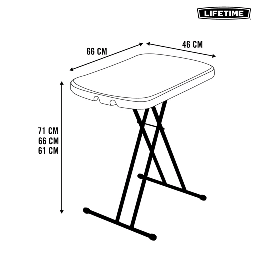 Mesa auxiliar plegable ajustable en altura LIFETIME 66 x 46 x 61-71 cm