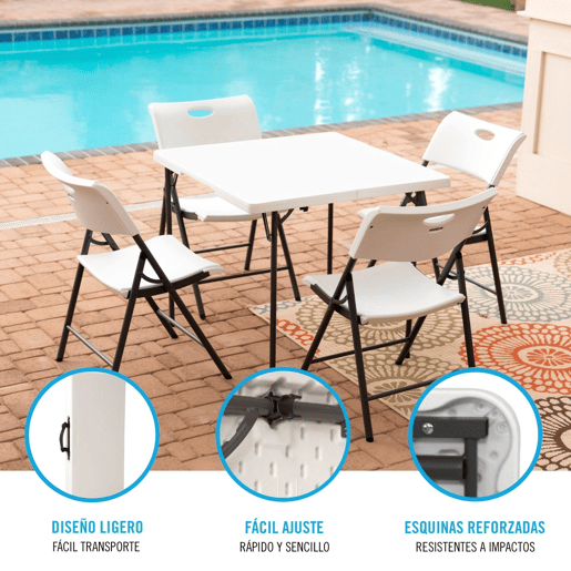 Mesa cuadrada plegable blanco LIFETIME 86x86x73,5 cm Mesa cuadrada plegable blanco LIFETIME 86x86x73,5 cm