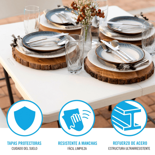 Mesa cuadrada plegable blanco LIFETIME 86x86x73,5 cm Mesa cuadrada plegable blanco LIFETIME 86x86x73,5 cm