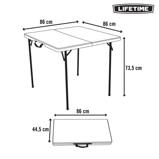 Mesa cuadrada plegable blanco LIFETIME 86x86x73,5 cm Mesa cuadrada plegable blanco LIFETIME 86x86x73,5 cm