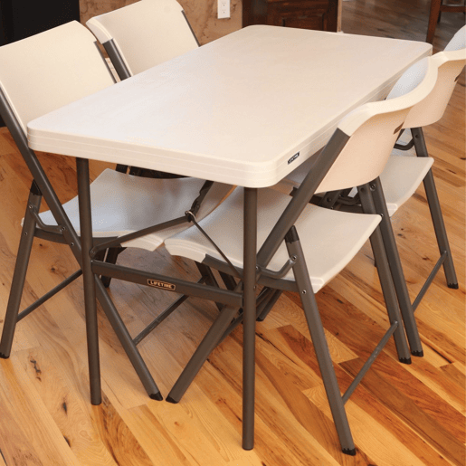 Mesa pés dobráveis retangular creme Lifetime 122x61x74 cm