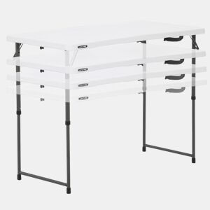 Mesa plegable ajustable en altura blanco LIFETIME 122 x 61 x 56-91 cm