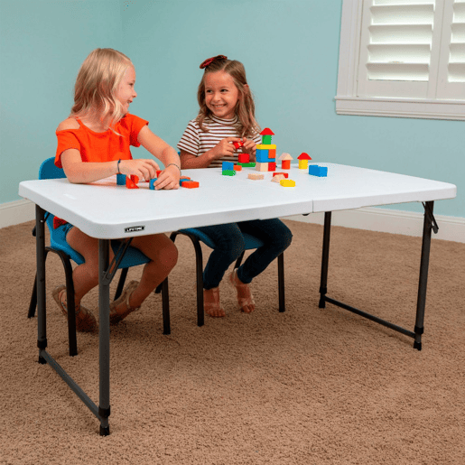 Mesa plegable ajustable en altura blanco LIFETIME 122 x 61 x 56-91 cm Mesa plegable ajustable en altura blanco LIFETIME 122 x 61 x 56-91 cm