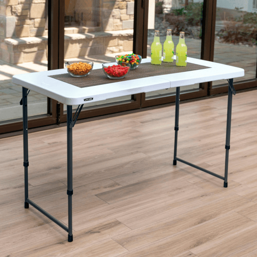 Mesa plegable ajustable en altura blanco LIFETIME 122 x 61 x 56-91 cm Mesa plegable ajustable en altura blanco LIFETIME 122 x 61 x 56-91 cm