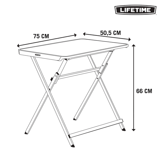 Mesa personal plegable rectangular 75x50,5x66 cm LIFETIME Mesa personal plegable rectangular 75x50,5x66 cm LIFETIME