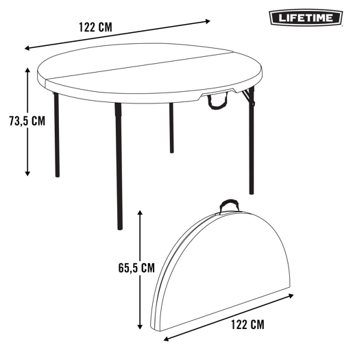Mesa redonda plegable LIFETIME Ø122 x 74 cm