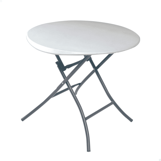 Mesa auxiliar plegable redonda blanco LIFETIME Ø84 x 74 cm