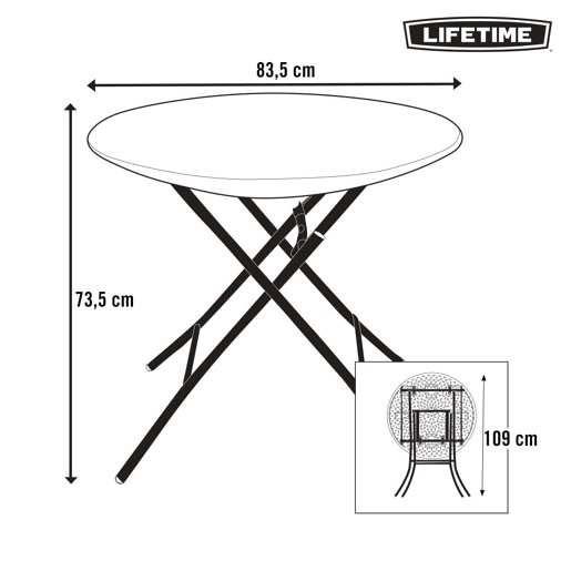 Mesa auxiliar plegable redonda blanco LIFETIME Ø84 x 74 cm