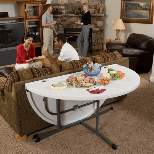 Mesa dobrável branca redonda Lifetime Ø152x75,5 cm