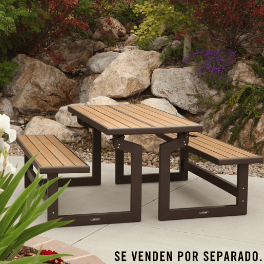 Banco convertible en mesa color madera LIFETIME