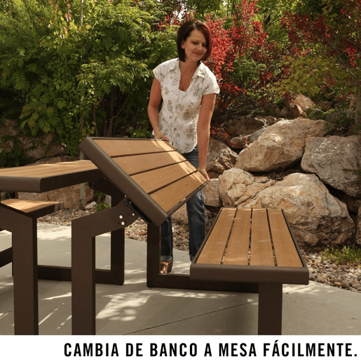 Banco convertible en mesa color madera LIFETIME