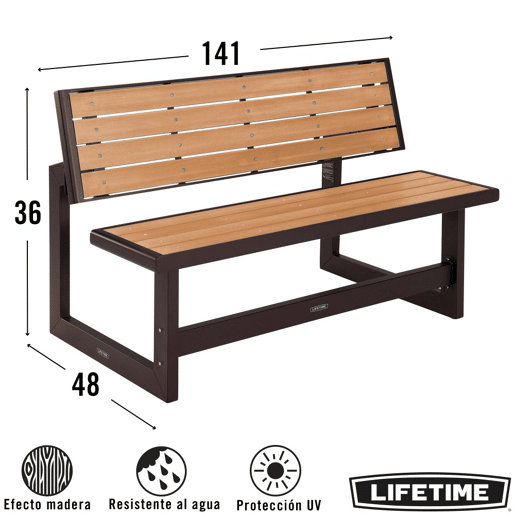 Banco convertible en mesa color madera LIFETIME