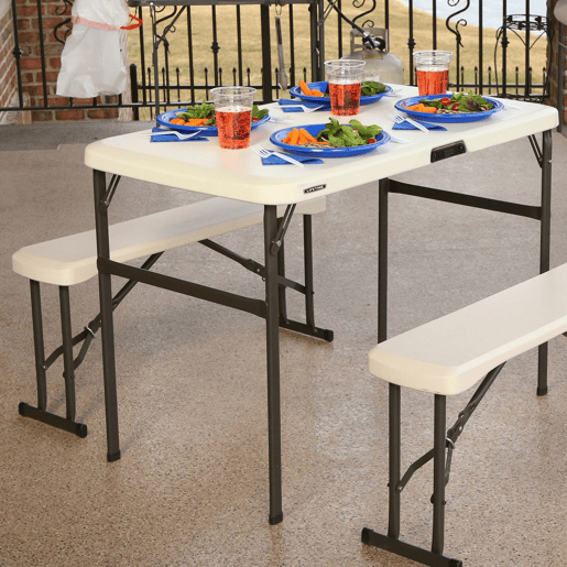Conjunto plegable mesa y 2 bancos utrarresistente LIFETIME 106x61x74 cm UV100
