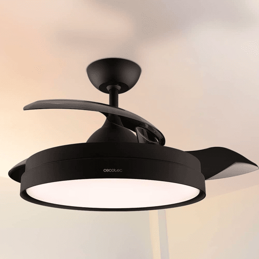 Cecotec Ventoinha de teto com pás retrácteis e acabamento branco, iluminação LED com 3 intensidades e 42 de diâmetro. Temporizador 8H, função Inverno-Verão, controlo remoto e 3 pás.