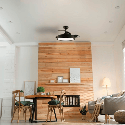 Cecotec Ventoinha de teto com pás retrácteis e acabamento branco, iluminação LED com 3 intensidades e 42 de diâmetro. Temporizador 8H, função Inverno-Verão, controlo remoto e 3 pás.