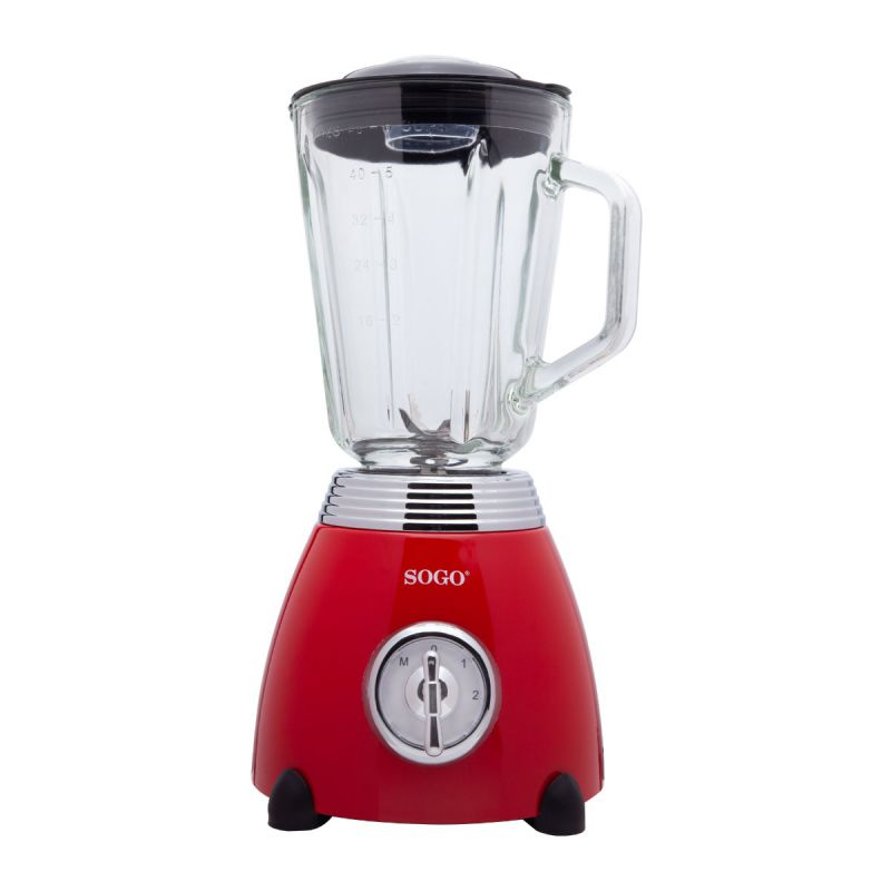 SOGO BATIDORA JARA VIDRIO INOX DISEÑO RETRO ROJO 1,5L