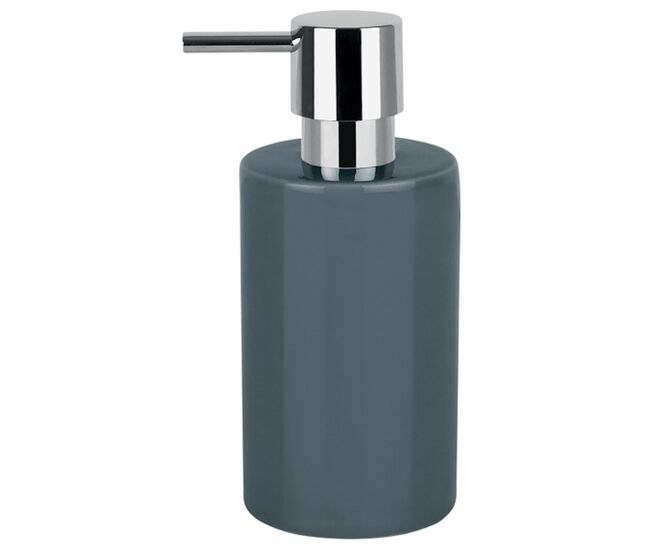 Dispensador de jabon spirella "tube" de gres en color gris ø7 x 16 cm