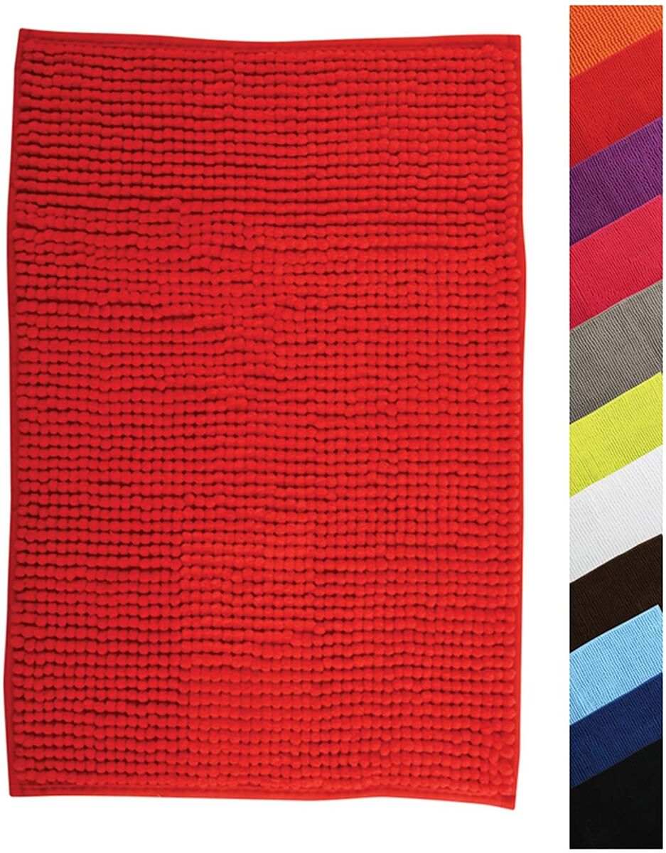 Alfombra De Baño Msv "Chenille" 90x60 Rojo