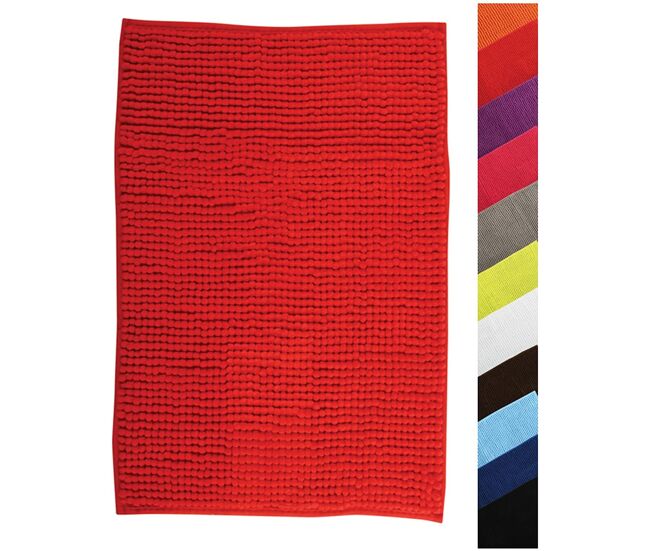 Alfombra de baño msv "chenille" de microfibra en color rojo 60 x 90 cm