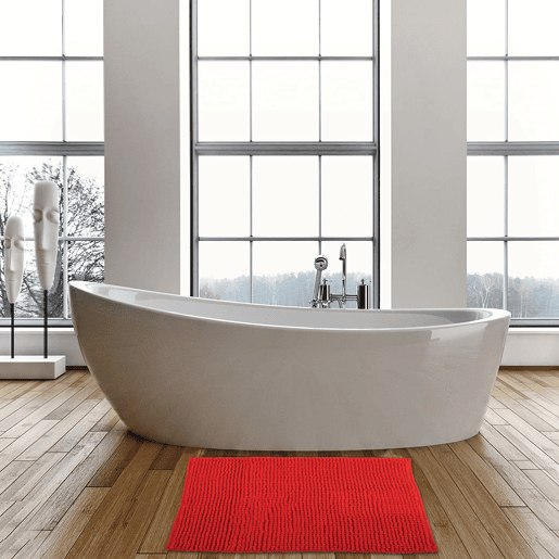 MSV Chenille tapete de banheiro em vermelho 60 x 90 cm