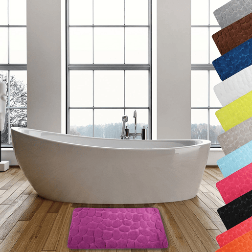 Carpete de banheiro de espuma MSV com Efeito Violet Stones 50 x 80 cm