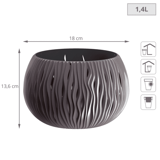 Prosperplast Bowl Plástico arenoso com tanque em antracite, 13,6 (alto) x 18 (largura) x 18 (profundo) cms