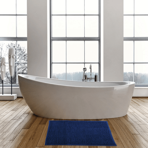 MSV Banheiro Carpet Chenille Microfiber Non -Slip em azul escuro 60 x 90 cm