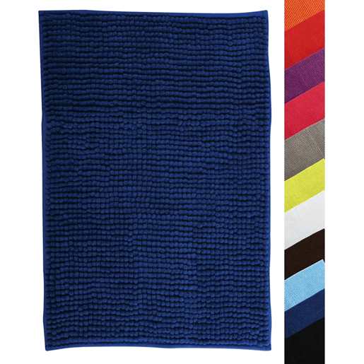 MSV Banheiro Carpet Chenille Microfiber Non -Slip em azul escuro 60 x 90 cm