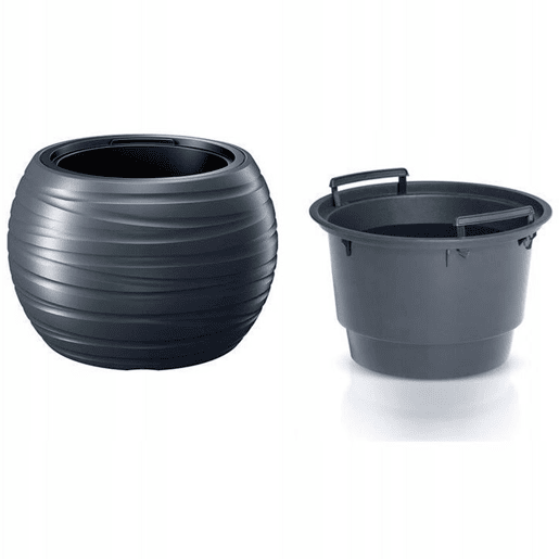Potão redonda com depósito 36L Limpo de plástico na cor antracite 43,6 (comprimento) x 43,6 (largura) x 29,9 (altura) cm