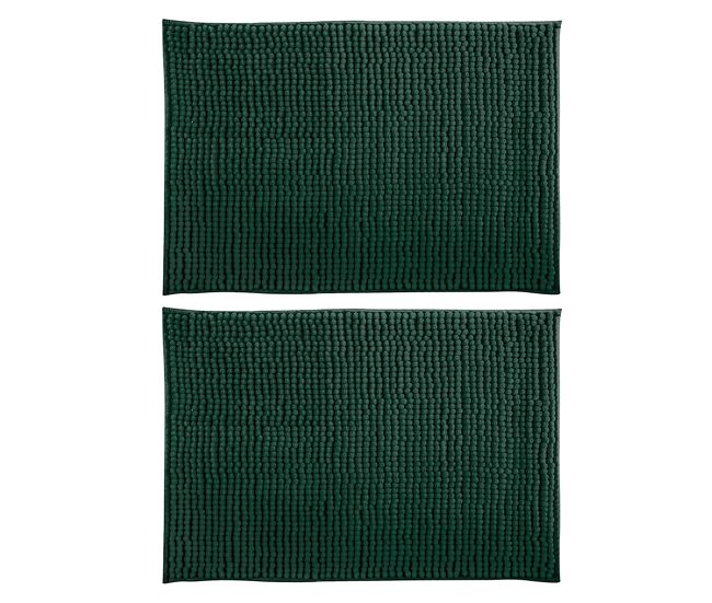Juego de 2 alfombras de baño antideslizantes en color verde 60x90cm