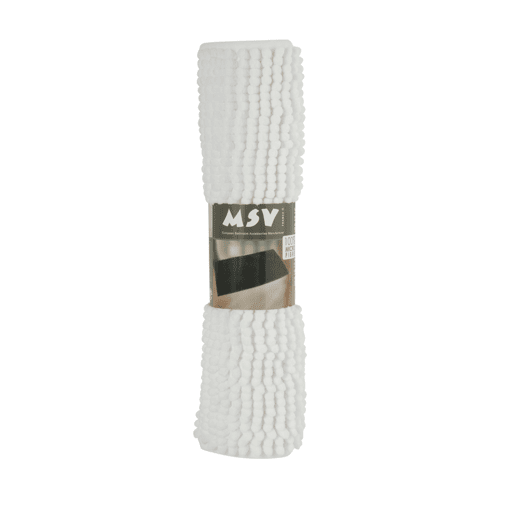 MSV Chenille Carpete de banheiro em microfibra branca 40 x 60 cm