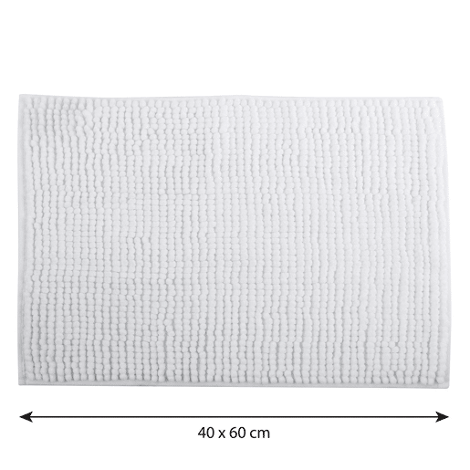MSV Chenille Carpete de banheiro em microfibra branca 40 x 60 cm