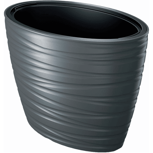 Potão oval com depósito plástico de 56L em cor antracite 58,5 (comprimento) x 38,5 (largura) x 42,3 (alta) cm