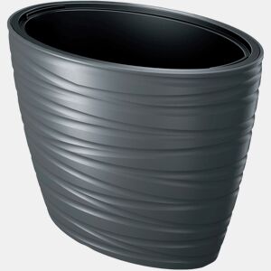 Potão oval com depósito plástico de 56L em cor antracite 58,5 (comprimento) x 38,5 (largura) x 42,3 (alta) cm
