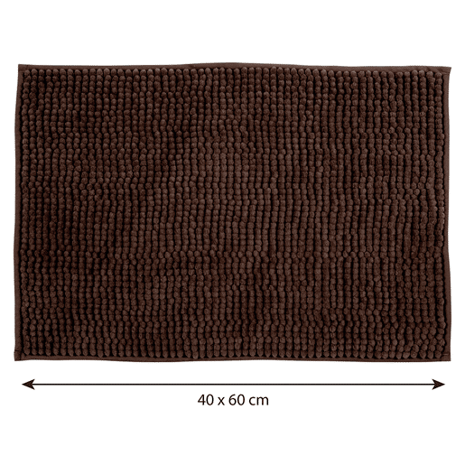MSV Chenille Carpete de banheiro em cor de chocolate 40 x 60 cm